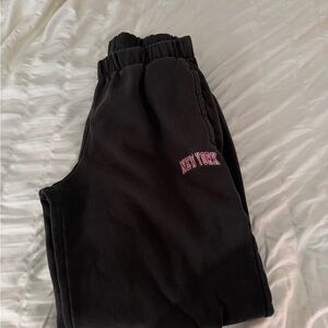 Brandy Melville Black Joggers with New York Detail